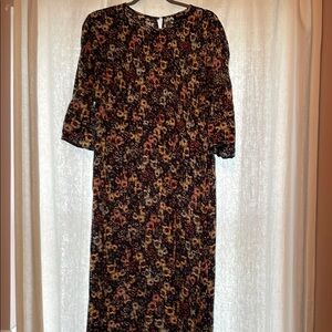 a.n.a Blue and Pink Sheath Dress Crew Neck 3/4 Sleeve